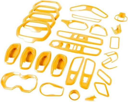 31PCS/ Set Interior Trim Kit Car Interior Accessories Decoration Trim Kit for Jeep Renegade 2015-2018 (Yellow)