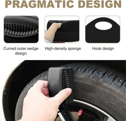 Ohleats 2 PCS Tire Dressing Applicator, Wheel Dressing Tire Shine Applicator Pad with Lid, Reusable Wheel Detailing Foam Tire Waxing Wipe Polishing Sponge, Universal Car Accessories (Black)