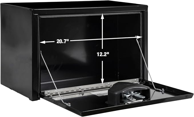 Buyers Products 1703322 Black Steel Underbody Truck Tool Box – 15 x 13 x 24 Inch - Truck Bed & Underbelly RV Storage Box, Locking T-Latch, Weather-Resistant, Heavy-Duty Flatbed Job Box, Made in USA