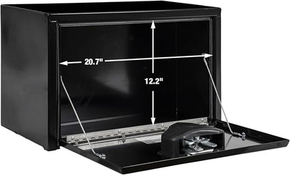 Buyers Products 1703322 Black Steel Underbody Truck Tool Box – 15 x 13 x 24 Inch - Truck Bed & Underbelly RV Storage Box, Locking T-Latch, Weather-Resistant, Heavy-Duty Flatbed Job Box, Made in USA