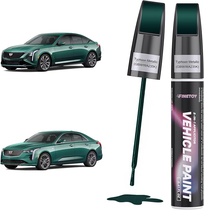 Typhoon Metallic(GBW/WA235K) Touch up Paint for Cadillac, Quick & Easy Fix for Car Scratches, 2 in 1 Car Touch up Paint with Pen Tip and Brush, Auto Scratch Repair Pen with Exact Color Match