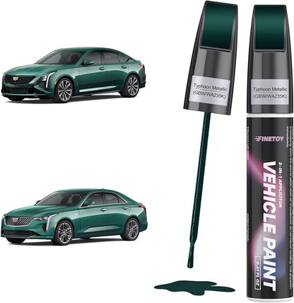 Typhoon Metallic(GBW/WA235K) Touch up Paint for Cadillac, Quick & Easy Fix for Car Scratches, 2 in 1 Car Touch up Paint with Pen Tip and Brush, Auto Scratch Repair Pen with Exact Color Match