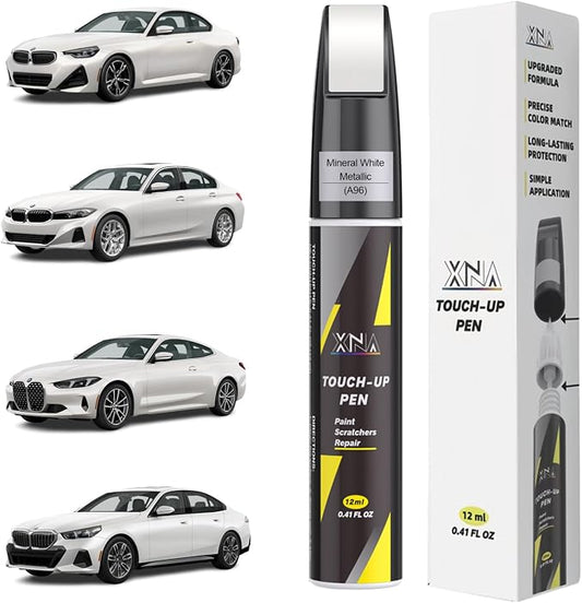 XNA Mineral White Metallic(A96) for BMW Touch Up Paint, Car Scratch Remover for Nicks and Chips Repair, 2-In-1 Quick & Easy Fix Car Scratch Repair Kit with Exact Color-Matched