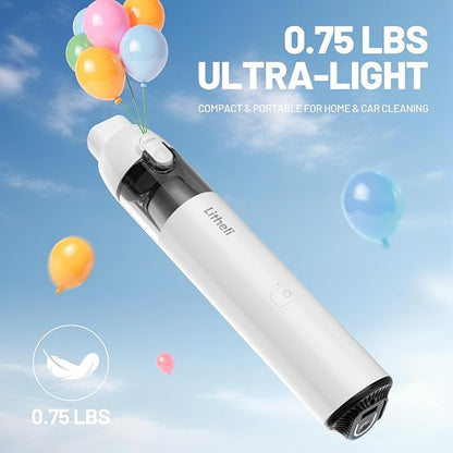 LiTHELi Handheld Vacuum Cleaner Cordless,10000Pa Suction Power with Rechargeable U Battery Ultra Lightweight Mini Car Vacuum,for Car, Home, Pet and Other Crevices, Blue