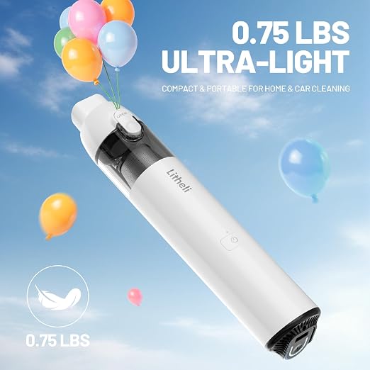 LiTHELi Handheld Vacuum Cordless, 10,000Pa Powerful Suction with Rechargeable U-Battery, Ultra Lightweight Mini Dust Buster for Car, Home, Pet Hair & Crevices – Yellow