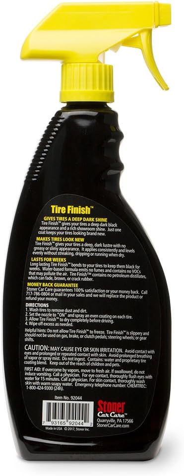 Stoner Car Care 92044 More Shine Tire Finish – Tire Shine Spray Restores Deep Matte Black Finish with Long-Lasting Rain-Resistant Protection, Dry-to-Touch – 22 fl oz (Pack of 1)