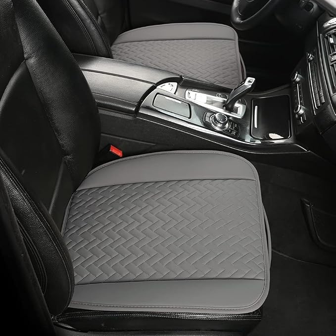 West Llama Full Set Car Seat Covers for Front and Rear Bottom Seats Only, Luxury PU Leather Car Seat Pads Protectors Waterproof and Wear-Resistant,Gray