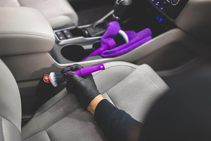 Detail Factory - Synthetic Detailing Brush Set - Ultra-Soft Interior Car Cleaning Brushes for, Screens, Emblems, & Tight Spaces - Purple