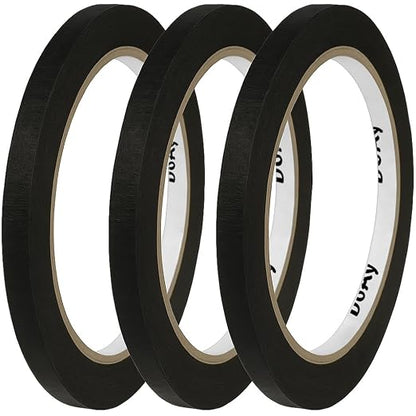 3 Pack Black Painters Tape - Masking Tape 0.25 Inch Wide - Multi-Surface, Smart Adhesion, Indoor & Outdoor - 270FT Total - Paint Tape for DIY, Labeling, Art, Car, General Purpose (#3910)