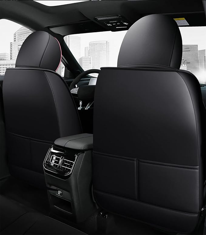 Car Seat Covers Front Seats, Super Luxurious Heavy Duty Waterproof Leather Automotive Vehicle Cover for Cars SUV Pick-up Truck, Universal Non-Slip Seat Car Accessories (2 PCS Front/Pink Black)
