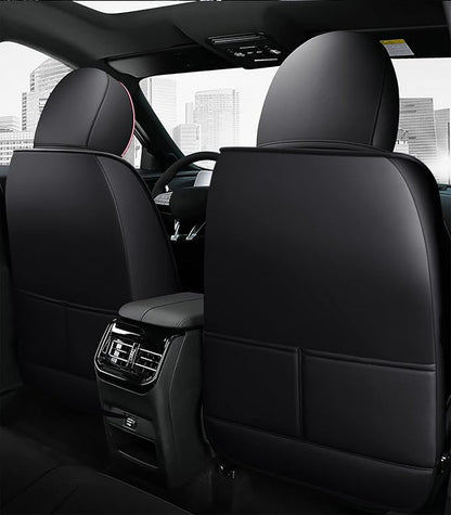 Car Seat Covers Front Seats, Super Luxurious Heavy Duty Waterproof Leather Automotive Vehicle Cover for Cars SUV Pick-up Truck, Universal Non-Slip Seat Car Accessories (2 PCS Front/Pink Black)