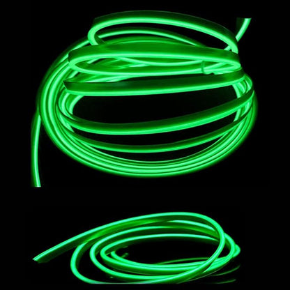 MaxLax El Wire Green Interior Car LED Strip Lights, 10m neon Wire 12V with Fuse Protection for Automotive Car Interior Decoration with 6mm Sewing Edge