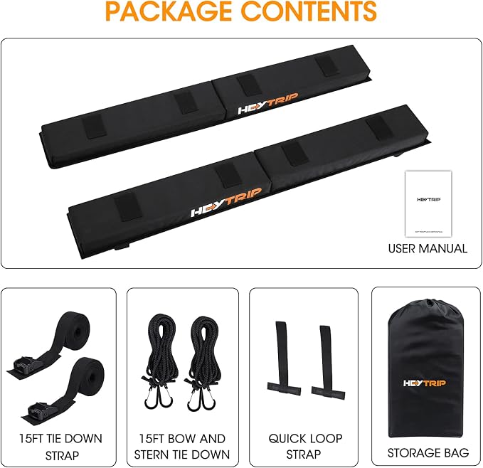 HEYTRIP Roof Rack Pads 30" Aero Crossbar Pads for Kayak/Surfboard/SUP/Canoe with 15FT Tie-Down Straps and Storage Bag