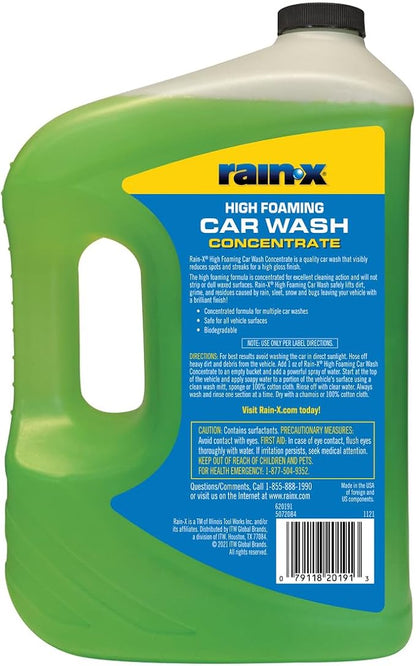 Rain-X 620191 Car Wash - 100 fl oz. High-Foaming, Concentrated Formula for Greater Cleaning Action, Safely Lifting Dirt, Grime and Residues for an Exceptional Clean