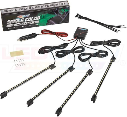 LEDGlow 4pc Purple LED Interior Footwell Underdash Neon Lighting Kit for Cars & Trucks - 7 Unique Patterns - Music Mode - 8 Brightness Levels - Auto Illumination - Includes Cigarette Power Adapter
