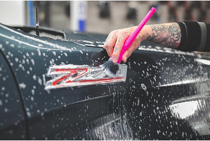 Detail Factory - Synthetic Detailing Brush Set - Ultra-Soft Interior Car Cleaning Brushes for, Screens, Emblems, & Tight Spaces - Pink