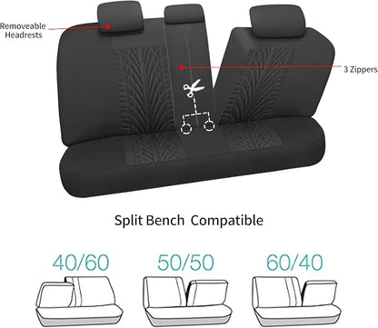 VarCozy Car Seat Covers Full Set, Front & Split Rear Bench for Car, Universal Cloth SUV, Sedan, Van, Automotive Interior Covers, Airbag Compatible