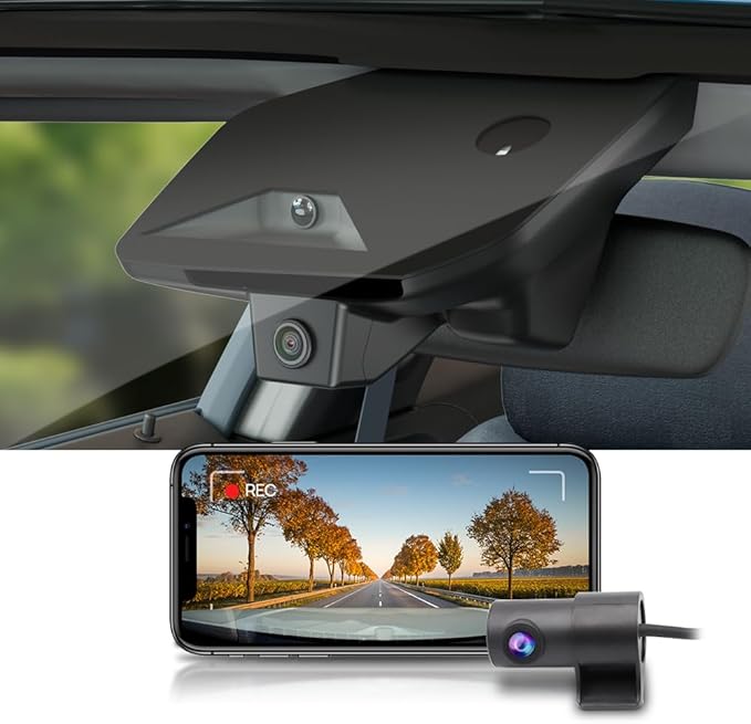 Fitcamx Front 2K+Rear 1080P 4K Dash Cam Adapts for Jeep Grand Cherokee 2023-2025 L 4XE (HD2-0513), OEM Style, Dual HD Video, Built-in WiFi & APP, Loop Recording, G-Sensor, Easy to Set, 64GB Card