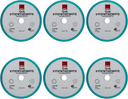 RUPES 180mm Pack of 6 Light Blue D-A Intermediate Foam Polishing Pads Ideal for Moderate to Fine Paint Correction & Gloss Enhancement | Compatible with 6" Backing Plate