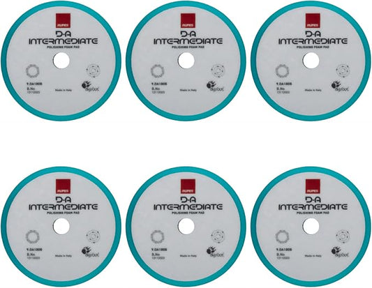 RUPES 180mm Pack of 6 Light Blue D-A Intermediate Foam Polishing Pads Ideal for Moderate to Fine Paint Correction & Gloss Enhancement | Compatible with 6" Backing Plate