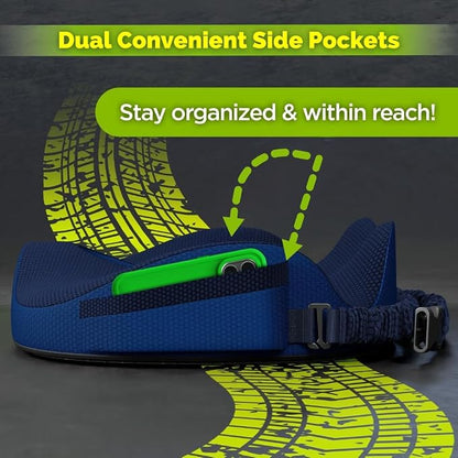 XL Truck Seat Cushion for Truck Driver Seat Cushion - Upgraded Back Support, CertiPUR-US® Certified - Thick Memory Foam, Pain Relief for Hours of Driving, Trucker Approved Big Rig - Navy