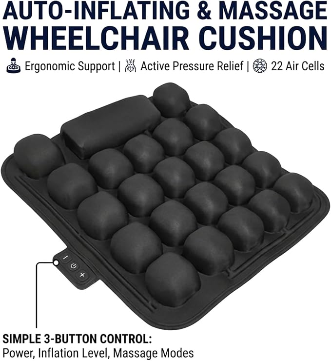 Alternating Air Wheelchair Cushion, Pressure Relief Seat Cushion with Air Cell Massage, USB Powered Breathable Cushion for Wheelchair, Office Chair, Long Sitting
