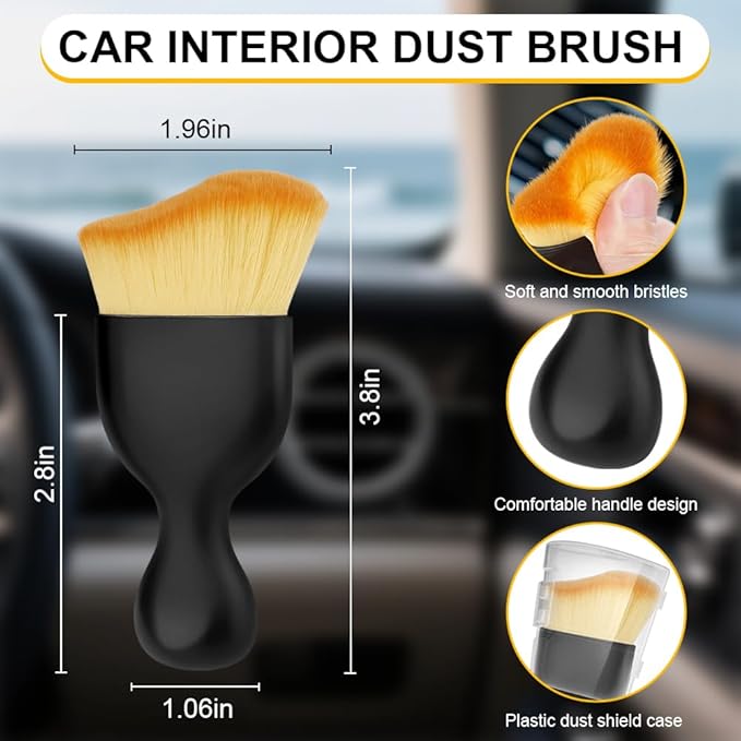 3 PCS Car Detailing Brush, Car Interior Cleaning Dust Brush, Soft Bristle Cleaning Tool Car Accessories for Dashboard, Air Vents, Computer, Keyboard (Black)