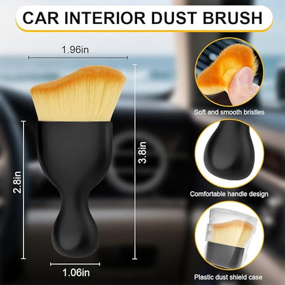3 PCS Car Detailing Brush, Car Interior Cleaning Dust Brush, Soft Bristle Cleaning Tool Car Accessories for Dashboard, Air Vents, Computer, Keyboard (Black)