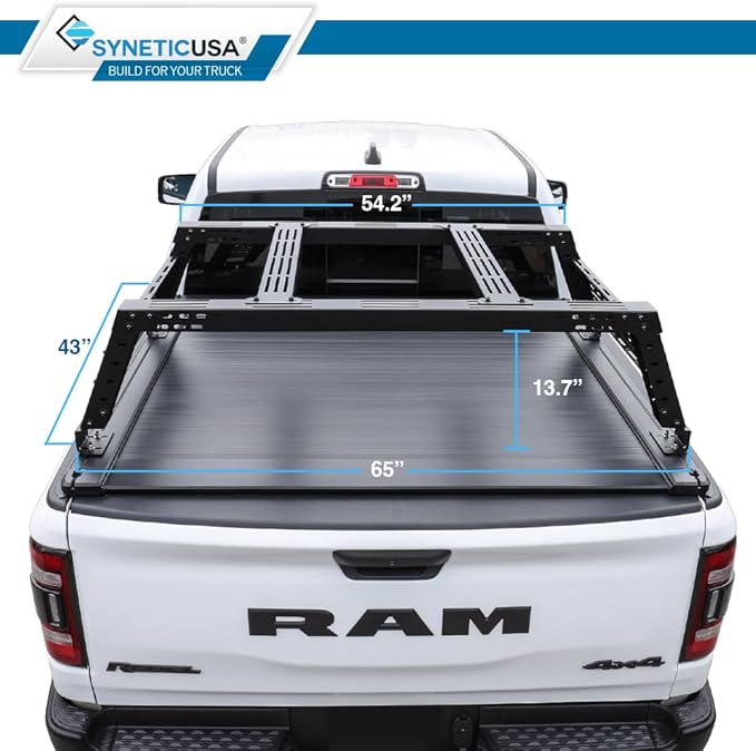 Syneticusa ER Power Retract Hard Tonneau Cover with Rack Kit Fits 2004-2026 Ford F-150 6’7” (78.9”) Truck Bed Off Road Overlanding Retractable
