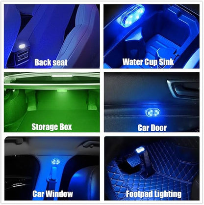 4PCS Wireless Car Interior LED Lights 7Colors USB Rechargeable Car LED Touch Light with 6 Super Bright LED Lamp Beads Car Interior Ambient Light Universal Vehicle Accessories for Car Decor