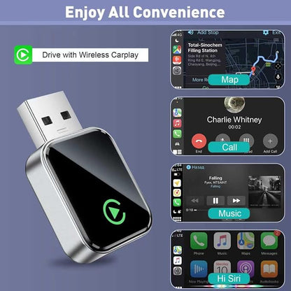 UANTIN Wireless CarPlay Adapter for Apple iPhone iOS 10+ & Cars from 2015+, Mini Edition, Converts Factory Wired to Wireless CarPlay Dongle Plug & Play, USB A/C