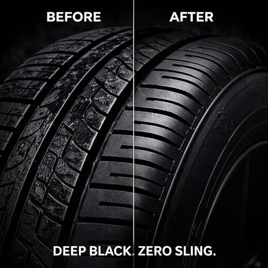 Winter White Happy Shine Matte Tire Dressing – Satin Black Tire Shine, Non-Greasy Professional Tire Dressing with UV Protection, Restores Rubber & Trim, No Sling Formula, Made in USA, 16 oz