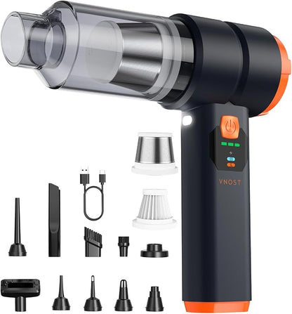 Portable Cordless Car Vacuum,4-in-1 Handheld Cordless Vacuum with 30000Pa Suction,130000 RPM,6800mAh Battery,10 Nozzles,Rubber Paint Material for Car,Home,Birthday Gifts for Men Dad Husband(Ink Black)