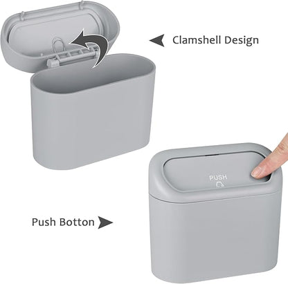 Accmor Car Trash Can, Portable Vehicle Trash Bin with Lid, Mini Car Dustbin Garbage Organizer Holder with One Roll Trash Bag, Leakproof Hanging Cars Storage Bag Container for Auto, SUV, Office (Grey)