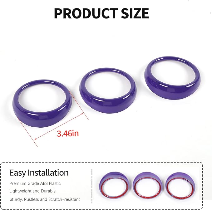 RT-TCZ Center Console Air Conditioner Outlet Vent Trim Cover Ring Interior Accessories for Ford Mustang 2015-2022,3PCS (Purple)