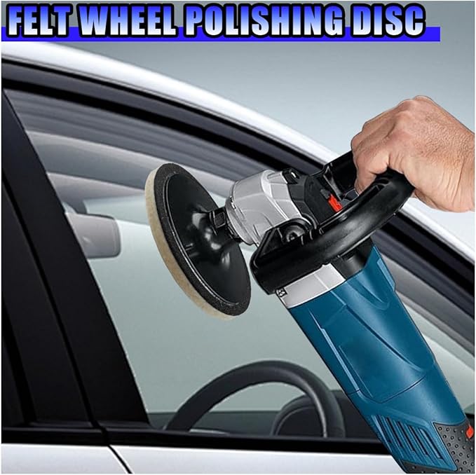 5PCS Car Glass Polishing Pads, 5" Wool Felt Buffing Wheel Polishing Pad Discs with Hook & Loop Back, Random Orbital Sander Polish Pad for Remove Scratch from Windshield, Window(5IN)