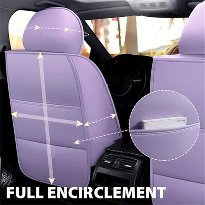 Car Seat Covers Front Seats, Super Luxurious Heavy Universal Duty Waterproof Leather Automotive Vehicle Cover for Cars SUV Pick-up Truck, Non-Slip Seat Pink Car Accessories (2 PCS Front/Light purple)