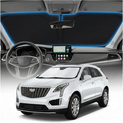 for Cadillac XT5 Sun Shade Windshield Cover - Custom Fit XT5 Accessories 2017-2023 2024 2025 2026 Sunshade Foldable UV Protection & Heat Shield Sun Visor Accessories