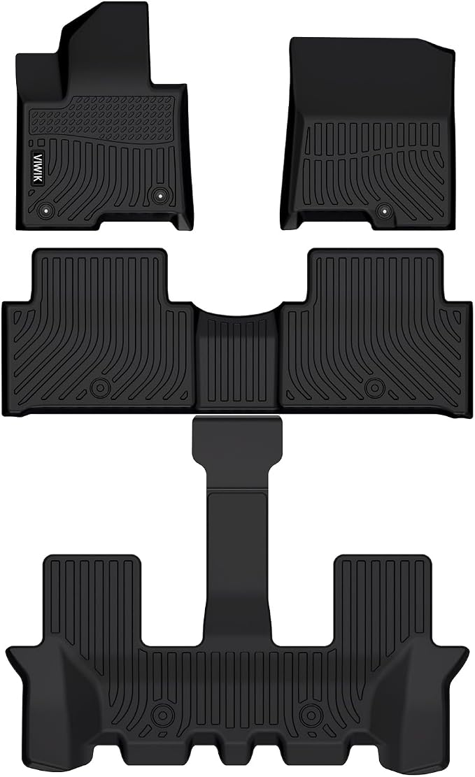 VIWIK Floor Mats for Kia Sorento 2024 2023 2022 2021, All Weather Protection Car Mats Custom Floor Liners for Sorento Hybrid 1st/2nd/3rd Row, TPE Rubber Car Accessories