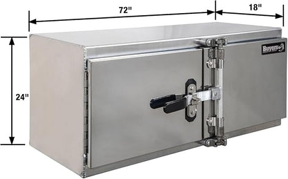 Buyers Products 1762630, 18x24x72 Smooth Aluminum Underbody Truck Tool Box with Double Barn Door, Cam‑Lock Hardware, Rain Gutter Seal, Universal Mount Storage for Flatbed and Trailer Use