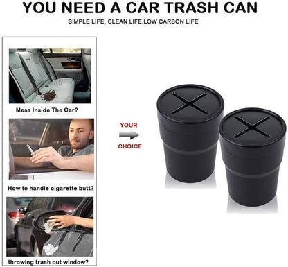 FIOTOK Car Trash Can with Lid, Mini Auto Garbage Can Leakproof Vehicle Trash Bin Fits Cup Holder in Console or Door for Automotive Car, Home, Office, Kitchen, Dinning Room 2 Packs