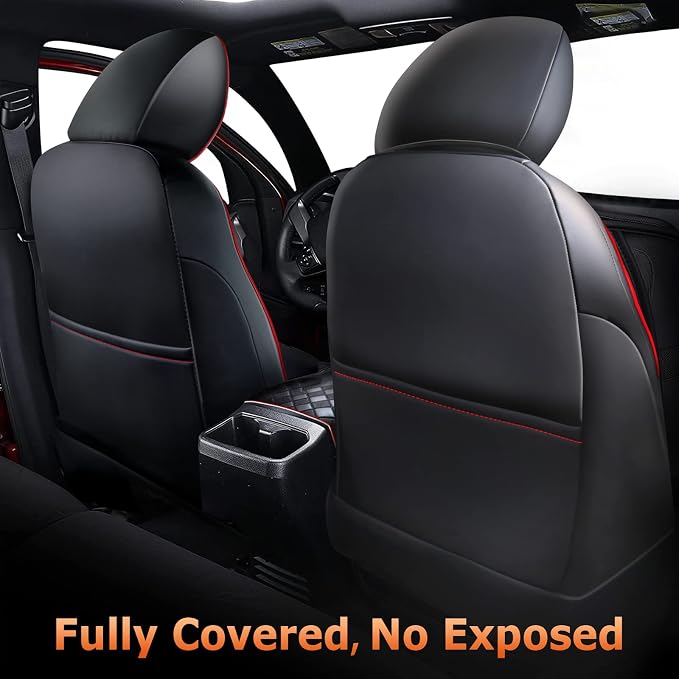 Carlimeki Leather Seat Covers Custom Fit for Tacoma Gen 3rd (2016-2023) Double & Crew Cab, for SR, SR5, Limited, TRD Pro, TRD Sport, TRD Off-Road, Trail Special Edition - Fully Covered