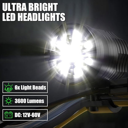Motorcycle Driving Light 12-60V 40W 3600LM LED Fog Light for ATV UTV Bike Car Truck Boat Forklift Waterproof LED Spotlight with 6 Light Beads High Low Strobe Beam Switch Universal (Black 1)