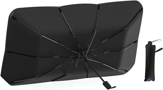 EcoNour Car Umbrella Windshield Sun Shade | Universal Fit Foldable Car & Truck Sun Shade | Double Layer Windshield Cover for SUV, Sedan & Truck | Sun Shade Cover for Front Baby Window Shades - 57"x30"