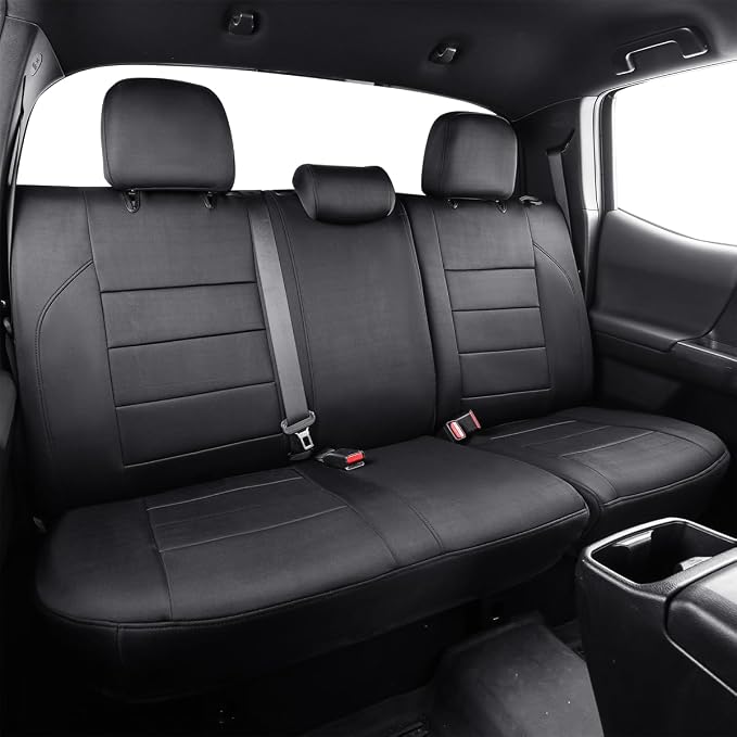 EKR Tacoma Back Seat Covers Custom for Toyota Tacoma (Hybrid) 2024 2025 2026 Double cab TRD Sport,TRD Off-Road,Limited,Trailhunter- Second Row Only,Neoprene(Black)