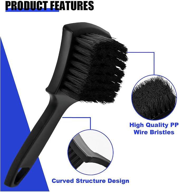 smilfuy 8.3×2.5 Inch Carpet Cleaning Brush, Scrub Brush for Floor Mats, Car Wheel Hub Cleaning Brush for Car Interior and Home, Car Wash Brush Automotive Tire Brush with Soft Bristle Short Handle
