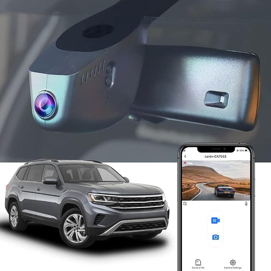 Fitcamx 4K Dash Cam Suitable for Volkswagen Atlas 2018-2026 (Model A/Slim-Tail) & Atlas Cross Sport 2020-2026, OEM Look, UHD 2160P Video, WiFi & APP, Loop Recording, Parking Sensor, Plug & Play, 64GB