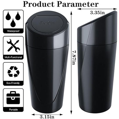 Car Trash Can Bin with Lid - 2 Packs Garbage Can Cup Holder - Black Mini Leakproof Vehicle Trash Bin with 40pcs Trash Bags - Car Organizers and Storage for Front Back Seat Accessories