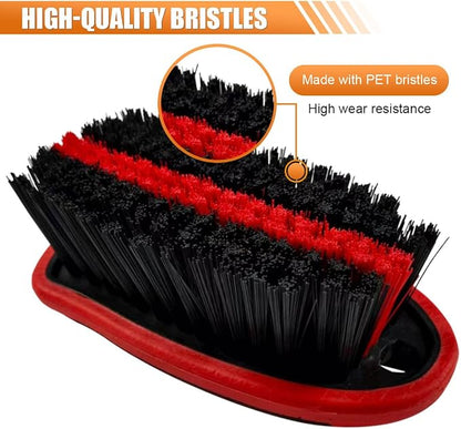 Car Carpet and Upholstery Cleaning Brush, Stiff Bristle Car Detailing Carpet Scrub Brush with Hanging Hole, Vehicle Interior Detailing Brushes for Floor Mats, Couch, Leather Seat (Red)