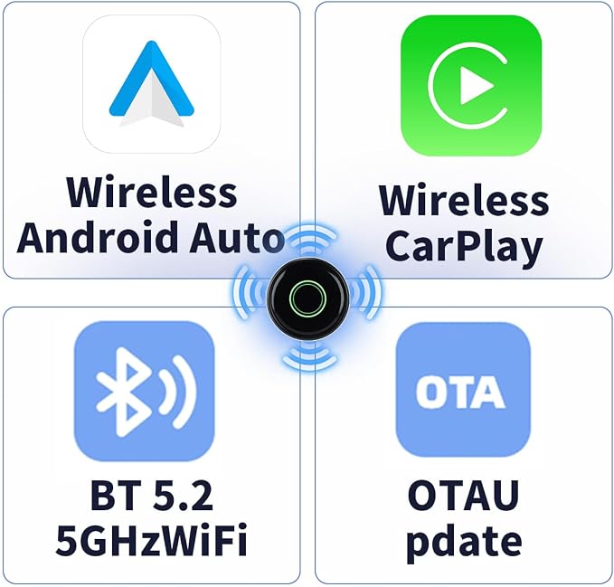 Wireless CarPlay Adapter for iPhone, Convert Wired to Wireless Apple CarPlay, Plug & Play, USB Type A, Black, Compatible with Cars 2016+ Compatible with iOS & Android